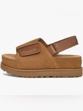 UGG Women's Chestnut Suede Platform Slingback Mules